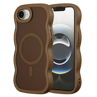 Selencia Wavy Backcover met MagSafe voor de Apple iPhone 16e - Mocha Brown Bruin