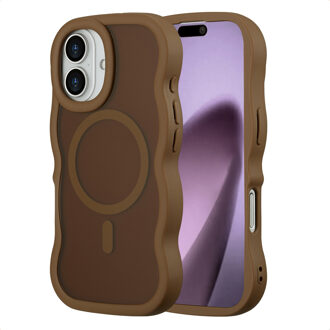 Selencia Wavy Backcover met MagSafe voor de Apple iPhone 17 - Mocha Brown Bruin