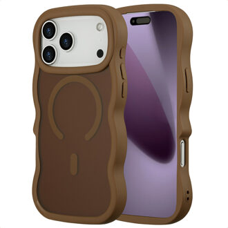 Selencia Wavy Backcover met MagSafe voor de Apple iPhone 17 Pro Max - Mocha Brown Bruin