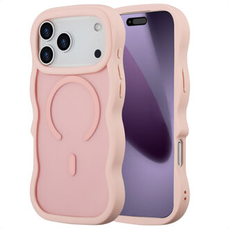 Selencia Wavy Backcover met MagSafe voor de Apple iPhone 17 Pro Max - Soft Pink Roze