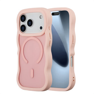 Selencia Wavy Backcover met MagSafe voor de Apple iPhone 17 Pro - Soft Pink Roze