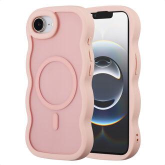 Selencia Wavy Backcover met MagSafe voor de Apple iPhone 17e / 16e - Soft Pink Roze