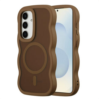 Selencia Wavy Backcover met MagSafe voor de Samsung Galaxy S24 / S25 - Mocha Brown Bruin