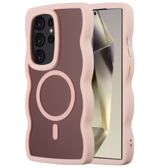Selencia Wavy Backcover met MagSafe voor de Samsung Galaxy S24 Ultra - Soft Pink Roze