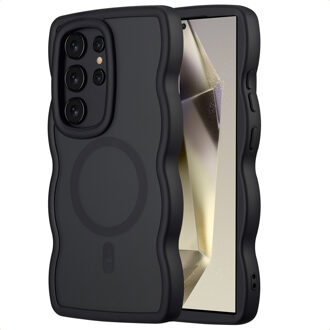 Selencia Wavy Backcover met MagSafe voor de Samsung Galaxy S24 Ultra - Zwart