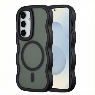 Selencia Wavy Backcover met MagSafe voor de Samsung Galaxy S25 / S24 - Zwart