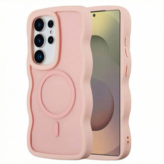 Selencia Wavy Backcover met MagSafe voor de Samsung Galaxy S25 Ultra - Soft Pink Roze