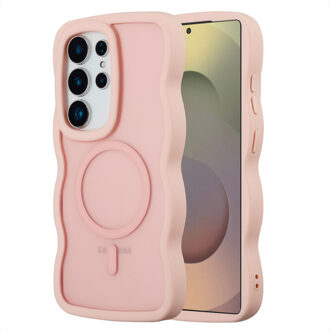 Selencia Wavy Backcover met MagSafe voor de Samsung Galaxy S25 Ultra - Soft Pink Roze