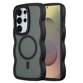 Selencia Wavy Backcover met MagSafe voor de Samsung Galaxy S25 Ultra - Zwart