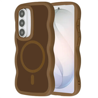 Selencia Wavy Backcover met MagSafe voor de Samsung Galaxy S26 - Mocha Brown Meerkleurig