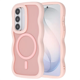 Selencia Wavy Backcover met MagSafe voor de Samsung Galaxy S26 - Soft Pink Lichtroze