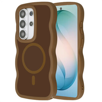 Selencia Wavy Backcover met MagSafe voor de Samsung Galaxy S26 Ultra - Mocha Brown Meerkleurig