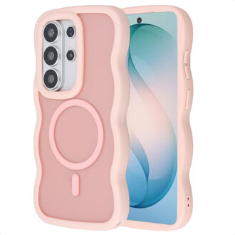 Selencia Wavy Backcover met MagSafe voor de Samsung Galaxy S26 Ultra - Soft Pink Lichtroze