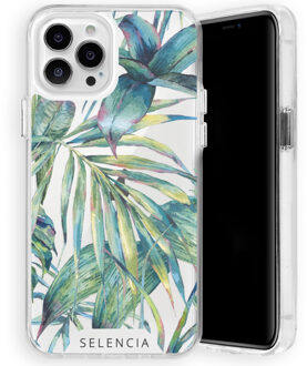 Selencia Zarya Fashion Extra Beschermende Backcover voor de Apple iPhone 13 Pro Max - Green Jungle Leaves Groen