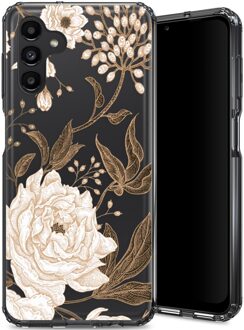 Selencia Zarya Fashion Extra Beschermende Backcover voor de Samsung Galaxy A13 (4G) - Golden Flowers Goud