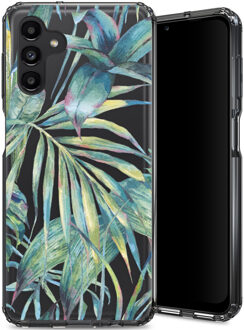Selencia Zarya Fashion Extra Beschermende Backcover voor de Samsung Galaxy A13 (4G) - Green Jungle Leaves Groen