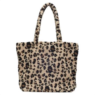 Selencia Zaya Tote Bag - Teddy Laptoptas 16 inch - Leopard Meerkleurig - 16.2