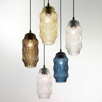 Selene Origami hanglamp van glas, blauw