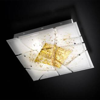 Selene Vierkante plafondlamp Frame, E27 wit, goud