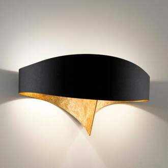 Selene Zwart-gouden LED wandlamp Scudo zwart, goud