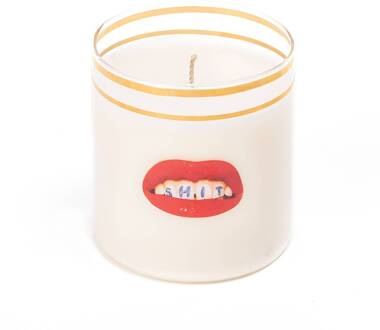 Seletti glazen kaars Shit, hoogte 8,5 cm, was, veganistisch, glas wit, kleurrijk