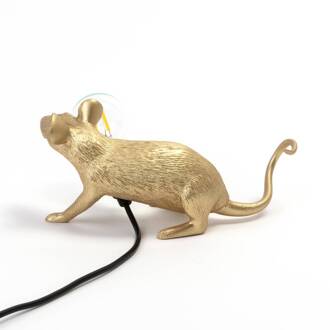 Seletti LED decoratie-tafellamp Mouse Lamp USB liggend goud
