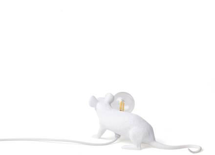 Seletti LED decoratie-tafellamp Mouse Lamp USB liggend wit