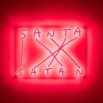 Seletti LED decoratie-wandlamp Santa-Satan, rood blauw, transparant