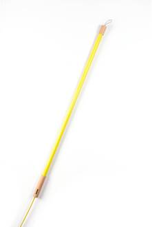 Seletti LED lamp Linea, geel, hout details, universeel geel, licht hout