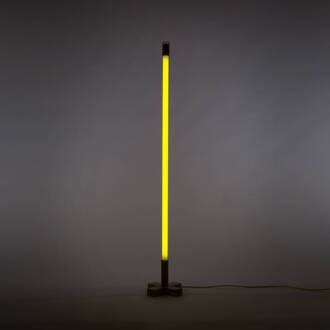 Seletti LED vloerlamp Linea met hout, geel geel, licht hout
