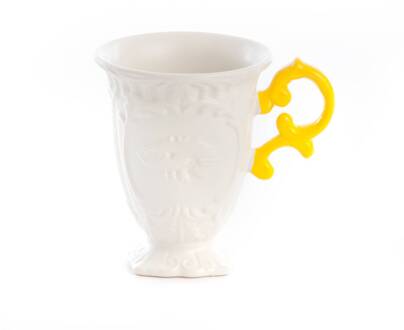 Seletti mok I-Wares, wit/geel, 300 ml, porselein wit, geel