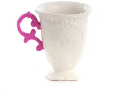 Seletti mok I-Wares, wit / roze, 300 ml, porselein wit, fuchsia