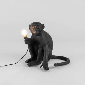 Seletti Monkey Outdoor Lampresin Sitting Zwart