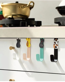 Self Adhesive Wall Hooks Cat Pattern Hangers For Bathroom Kitchen Stick On Wall Door Cloth Towel Racks Door Hanger Towel Hanger