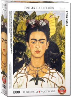 Self-Portrait with Thorn Neclace and Hummingbird - Frida Kahlo (1000)