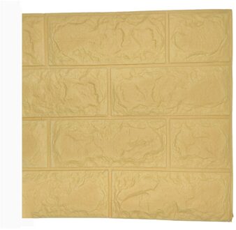 Self-Steken Niet-geweven Stof Steen Baksteen Behang Voor Muren Roll Faux 3D Wallpapers Voor Woonkamer Restaurant muur Papier geel
