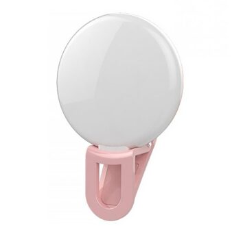 Selfie Flash Led Clip-On Mobiele Telefoon Selfie Light Night Enhancing Vullen Licht Vrouwelijke Schoonheid Zelfontspanner Lamp Roze