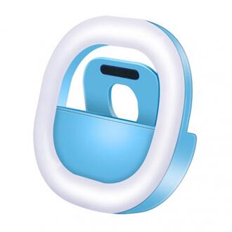 Selfie Led Ring Licht Invullen Voor IPhone12 Xr Pro Led Selfie Lamp 3 Niveaus Verlichting Lichtgevende Ring Clip Voor Iphone samsung Xiaomi blauw