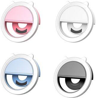 Selfie Ring Mobiele Telefoon Clip Lens Licht Lamp Led Lampen Emergency Droge Batterij Voor Foto Camera Goed Smartphone Schoonheid Vullen ligh 1stk willekeurig kleur