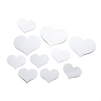 ! Selling 10 Pcs Hart Acryl 3D Spiegel Muursticker Muurschildering Sticker Verwijderbare Stickers Zilver