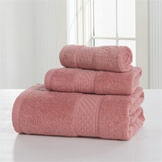 Selling Katoenen Handdoek Badhanddoek Set Badhanddoek 140X70Cm Handdoek 33X33Cm Zachte Absorberende Drie stuk Set rood