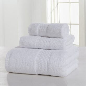 Selling Katoenen Handdoek Badhanddoek Set Badhanddoek 140X70Cm Handdoek 33X33Cm Zachte Absorberende Drie stuk Set wit