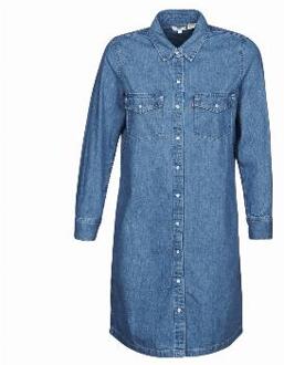 Selma midi blousejurk van denim Indigo