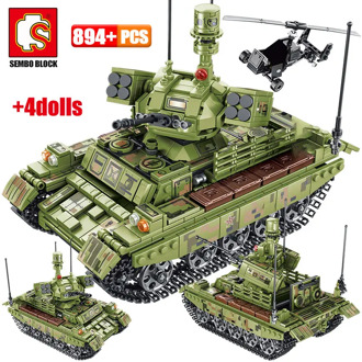 SEMBO Military Panzer Tank Model Building Blocks Technic WW2 Helicopter City Truck Soldier Figures Bricks Toys For Boys
