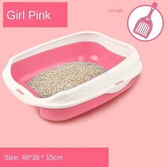 Semi Gesloten Kat Wc Ondersteek Anti Splash Kattenbak Verwijderbare Met Scoop Kitten Hond Schoon Toilet Plastic Kat zand Doos roze