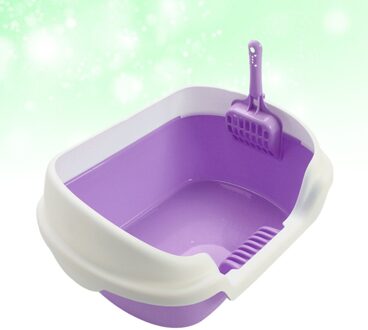 Semi-gesloten Kattenbak Praktische Kat Cleaning Bad Wastafel Kattenbak (Roze, Grootte) paars