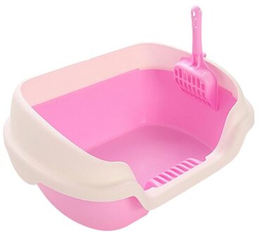 Semi-gesloten Kattenbak Praktische Kat Cleaning Bad Wastafel Kattenbakvulling Wc Voor Kat Levert roze