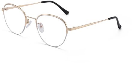 Semi-Randloze Ronde Blauw Licht Bril Mannen Vrouwen Anti Blue Ray Bril goud