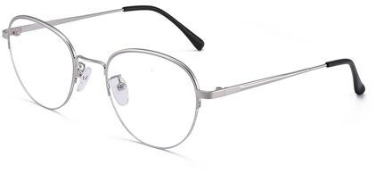 Semi-Randloze Ronde Blauw Licht Bril Mannen Vrouwen Anti Blue Ray Bril zilver