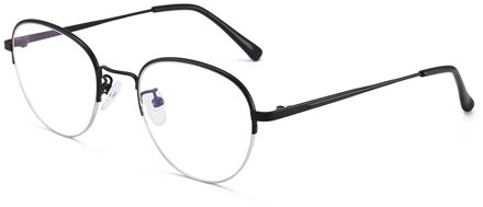 Semi-Randloze Ronde Blauw Licht Bril Mannen Vrouwen Anti Blue Ray Bril zwart
